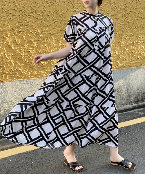 FREE STYLISTS(フリー スタイリスト)の「バンドカラーティアードシャツワンピース(シャツワンピース・レディース・ブラック/オレンジ/グリーン/ホワイト・FREE)」の11枚目の写真