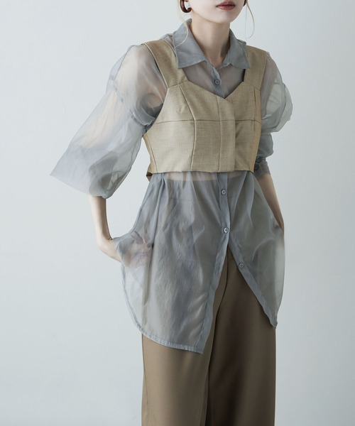 リネンタッチバックリボンビスチェ（ベスト）｜etoll.（エトル）の  