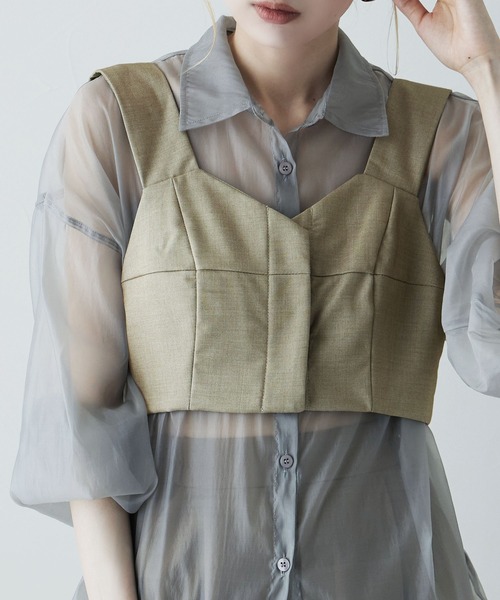 リネンタッチバックリボンビスチェ（ベスト）｜etoll.（エトル）の  