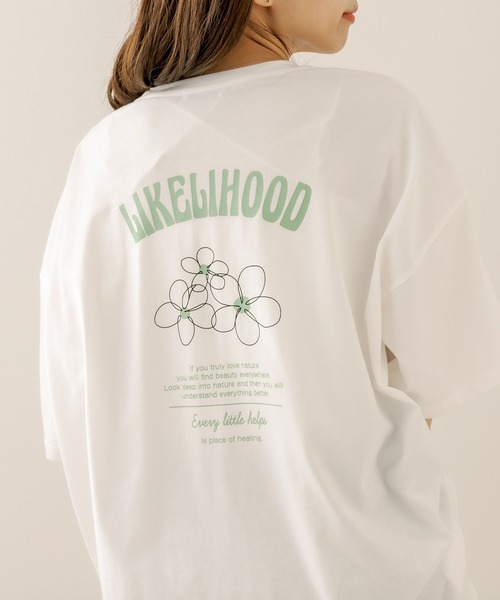 OLIVE des OLIVE(オリーブデオリーブ)の「花アソートビックTシャツ(Tシャツ/カットソー・レディース・ブラック/オフホワイト/ピンク/アイボリー・FREE)」の2枚目の写真