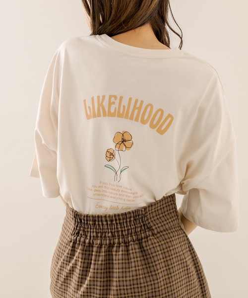 OLIVE des OLIVE(オリーブデオリーブ)の「花アソートビックTシャツ(Tシャツ/カットソー・レディース・ブラック/オフホワイト/ピンク/アイボリー・FREE)」の3枚目の写真