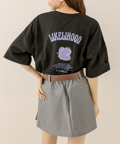 OLIVE des OLIVE(オリーブデオリーブ)の「花アソートビックTシャツ(Tシャツ/カットソー・レディース・ブラック/オフホワイト/ピンク/アイボリー・FREE)」の4枚目の写真