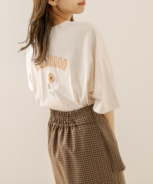 OLIVE des OLIVE(オリーブデオリーブ)の「花アソートビックTシャツ(Tシャツ/カットソー・レディース・ブラック/オフホワイト/ピンク/アイボリー・FREE)」の17枚目の写真