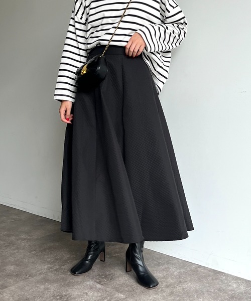 prose verse（プロズヴェール）の「キルティングジャガードフレアスカート（スカート・レディース・ホワイト系その他/ブラック/ホワイト・MEDIUM）」の10枚目の写真