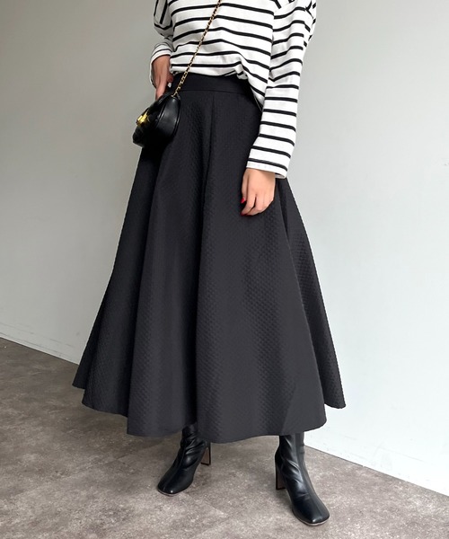 prose verse（プロズヴェール）の「キルティングジャガードフレアスカート（スカート・レディース・ホワイト系その他/ブラック/ホワイト・MEDIUM）」の12枚目の写真