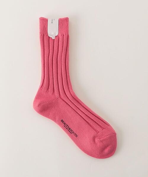 BEAUTY&YOUTH UNITED ARROWS(ビューティーアンドユースユナイテッドアローズ)の「リブ ソックス(ソックス/靴下・レディース・ピンク/ケリー/ホワイト・FREE)」の1枚目の写真