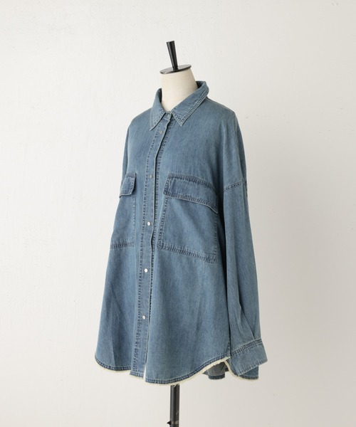BEARDSLEY（ビアズリー）の「《FRIPIER/フリピエ》サイドスリットシャツ/デニム（シャツ/ブラウス・レディース・インディゴブルー・FREE）」の3枚目の写真