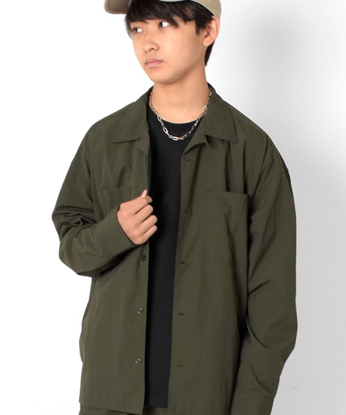 GLAZOS（グラソス）の「リップ・オープンカラー長袖シャツ【セットアップ対応】（シャツ/ブラウス・キッズ・ブラック/グレー/カーキ・140cm/150cm/160cm/170cm）」の3枚目の写真