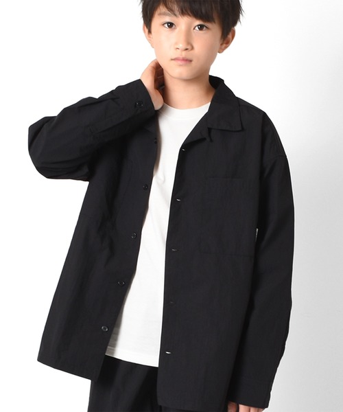 GLAZOS（グラソス）の「リップ・オープンカラー長袖シャツ【セットアップ対応】（シャツ/ブラウス・キッズ・ブラック/グレー/カーキ・140cm/150cm/160cm/170cm）」の2枚目の写真