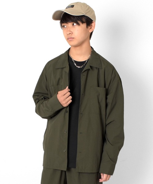 GLAZOS（グラソス）の「リップ・オープンカラー長袖シャツ【セットアップ対応】（シャツ/ブラウス・キッズ・ブラック/グレー/カーキ・140cm/150cm/160cm/170cm）」の4枚目の写真