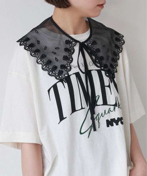 emesuelee（エメスーリー）の「バリエーションレース付け襟 刺しゅう シースルー 春夏（付け襟・レディース・ホワイト系2/ホワイト系1/ブラック系4/ブラック系3/ホワイト系3/ホワイト/ホワイト系4/ブラック/ブラック系1/ホワイト系5/ブラック系2/ホワイト系7/ブラック系5/ブラック系6/ホワイト系6/ホワイト系9/イエロー/ホワイト系8/ブラック系7・フリー）」の2枚目の写真