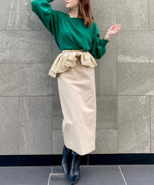 EIMY ISTOIRE(エイミーイストワール)の「ボートネックカラーニット(ニット/セーター・レディース・ホワイト/ピンク/ブラック/グリーン/ブラウン/ライム・FREE)」の8枚目の写真