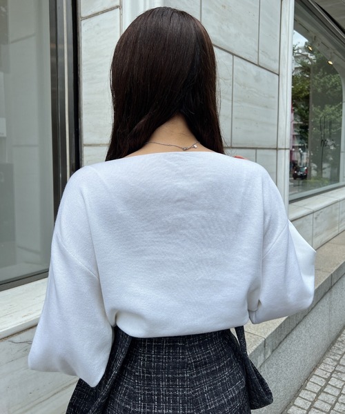 EIMY ISTOIRE(エイミーイストワール)の「ボートネックカラーニット(ニット/セーター・レディース・ホワイト/ピンク/ブラック/グリーン/ブラウン/ライム・FREE)」の18枚目の写真
