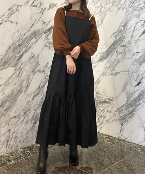 EIMY ISTOIRE(エイミーイストワール)の「ボートネックカラーニット(ニット/セーター・レディース・ホワイト/ピンク/ブラック/グリーン/ブラウン/ライム・FREE)」の17枚目の写真