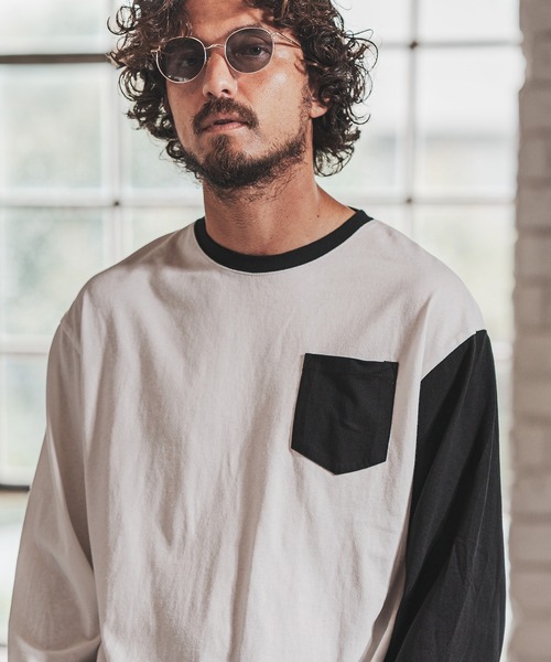 FACTOTUM（ファクトタム）の「mlt3971- One Arm Color Scheme Baseball Type Long-sleeve T-Shirt カットソー（Tシャツ/カットソー・メンズ・ホワイト/グレー系その他/ナチュラル・46/48/44）」の6枚目の写真