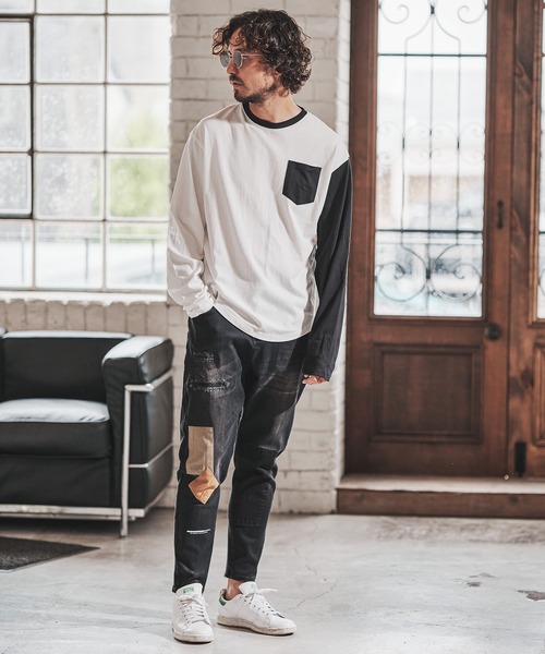 FACTOTUM（ファクトタム）の「mlt3971- One Arm Color Scheme Baseball Type Long-sleeve T-Shirt カットソー（Tシャツ/カットソー・メンズ・ホワイト/グレー系その他/ナチュラル・46/48/44）」の7枚目の写真