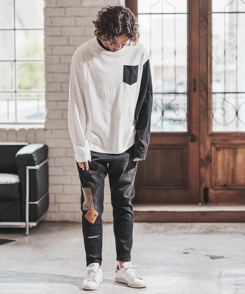 FACTOTUM（ファクトタム）の「mlt3971- One Arm Color Scheme Baseball Type Long-sleeve T-Shirt カットソー（Tシャツ/カットソー・メンズ・ホワイト/グレー系その他/ナチュラル・46/48/44）」の8枚目の写真