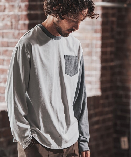 FACTOTUM（ファクトタム）の「mlt3971- One Arm Color Scheme Baseball Type Long-sleeve T-Shirt カットソー（Tシャツ/カットソー・メンズ・ホワイト/グレー系その他/ナチュラル・46/48/44）」の9枚目の写真