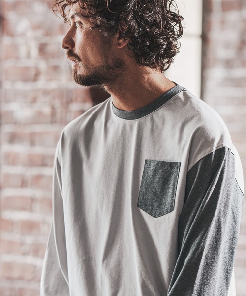 FACTOTUM（ファクトタム）の「mlt3971- One Arm Color Scheme Baseball Type Long-sleeve T-Shirt カットソー（Tシャツ/カットソー・メンズ・ホワイト/グレー系その他/ナチュラル・46/48/44）」の11枚目の写真