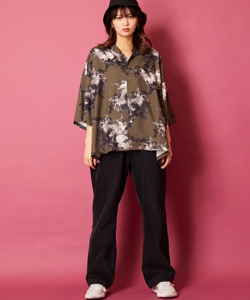 セール】ビッグシルエット総柄開襟アロハシャツ（シャツ