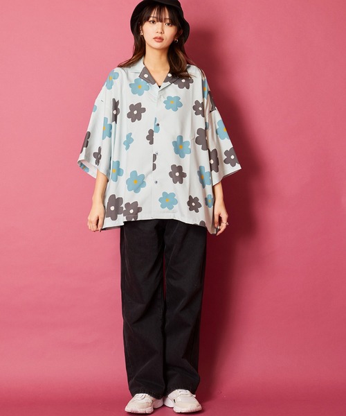セール】ビッグシルエット総柄開襟アロハシャツ（シャツ