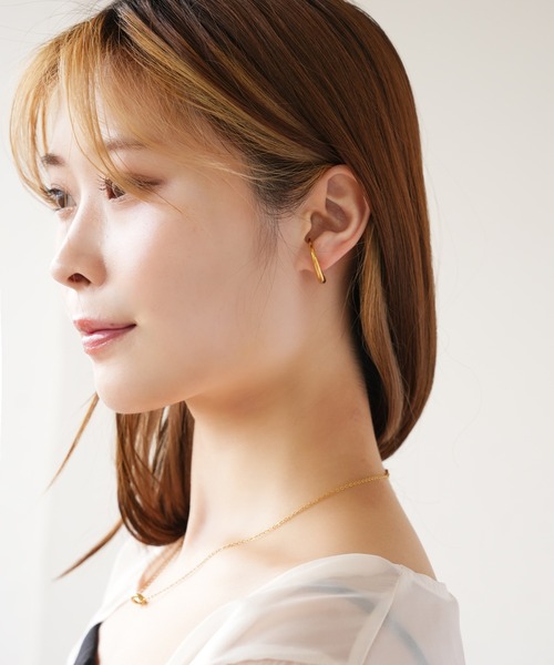 IAMUSE(アイアミューズ)の「金属アレルギー対応 オープンフープイヤーカフピアス S0818【IAMUSE】(ピアス(両耳用)・レディース・シルバー/ゴールド・FREE)」の9枚目の写真