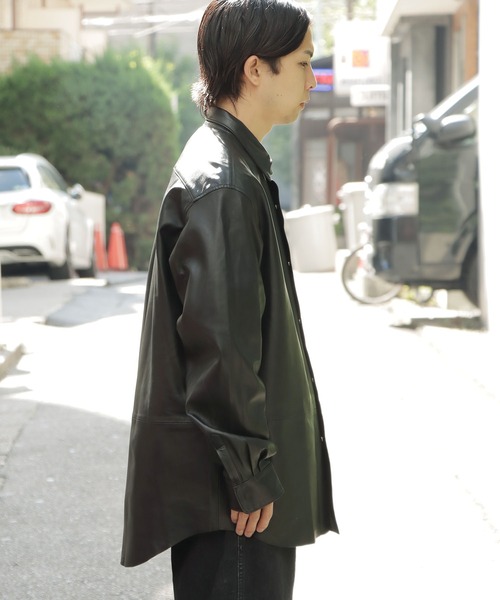 ROOPTOKYO（ループトウキョウ）の「LEATHER SHIRT レザーシャツ（ライダースジャケット・メンズ・ブラック・2/3）」の2枚目の写真