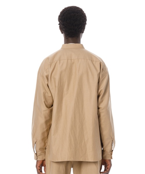 Sandinista(サンディニスタ)の「Cotton Linen Band Collar Shirt / コットンリネンバンドカラーシャツ(シャツ/ブラウス・メンズ・ベージュ/ネイビー・LARGE/MEDIUM/SMALL)」の5枚目の写真
