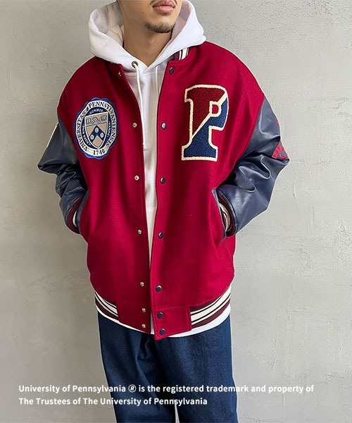 JEANS FACTORY （ジーンズファクトリー）の「【FINEBOYS 2月号掲載】[Jeans Factory Clothes/ジーンズファクトリークローズ] PENNSYLVANIA カレッジロゴワッペンスタジャン（スタジャン・レディース・グレー/ワイン・S/L/M）」の4枚目の写真