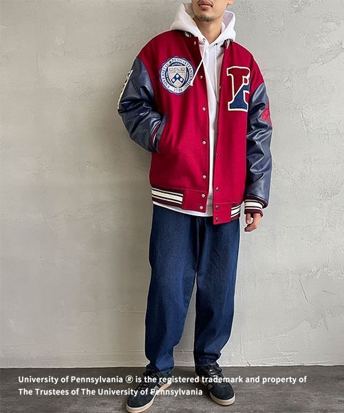 JEANS FACTORY （ジーンズファクトリー）の「【FINEBOYS 2月号掲載】[Jeans Factory Clothes/ジーンズファクトリークローズ] PENNSYLVANIA カレッジロゴワッペンスタジャン（スタジャン・レディース・グレー/ワイン・S/L/M）」の9枚目の写真