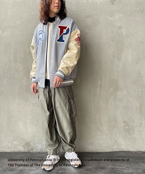 JEANS FACTORY （ジーンズファクトリー）の「【FINEBOYS 2月号掲載】[Jeans Factory Clothes/ジーンズファクトリークローズ] PENNSYLVANIA カレッジロゴワッペンスタジャン（スタジャン・レディース・グレー/ワイン・S/L/M）」の7枚目の写真