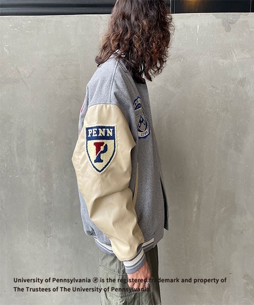 JEANS FACTORY （ジーンズファクトリー）の「【FINEBOYS 2月号掲載】[Jeans Factory Clothes/ジーンズファクトリークローズ] PENNSYLVANIA カレッジロゴワッペンスタジャン（スタジャン・レディース・グレー/ワイン・S/L/M）」の10枚目の写真