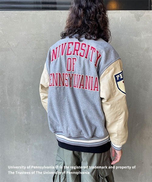JEANS FACTORY （ジーンズファクトリー）の「【FINEBOYS 2月号掲載】[Jeans Factory Clothes/ジーンズファクトリークローズ] PENNSYLVANIA カレッジロゴワッペンスタジャン（スタジャン・レディース・グレー/ワイン・S/L/M）」の6枚目の写真