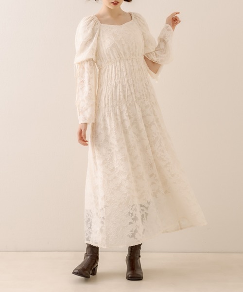 OLIVE des OLIVE（オリーブデオリーブ）の「【スタッフ考案】袖スリットシャーリングワンピース（ワンピース・レディース・アイボリー/ラベンダー・FREE）」の7枚目の写真