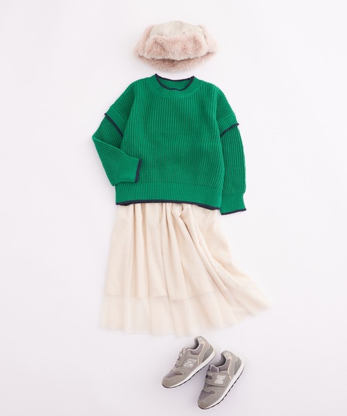 CIAOPANIC TYPY(チャオパニックティピー)の「【KIDS】アゼアミ配色ジャガードニット(ニット/セーター・キッズ・グレー/ブラック/グリーン/アイボリー・S/M/L/XL/XXL)」の8枚目の写真