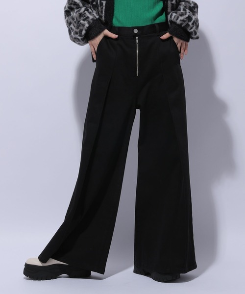 HARE 黒 デニム ワイドパンツ ジッパー付き 楽天市場】【SALE／23%OFF】ジップカットアウトワイドパンツ