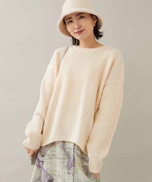 drawer アイレットニットパーカー ウールフォックスのライトニット