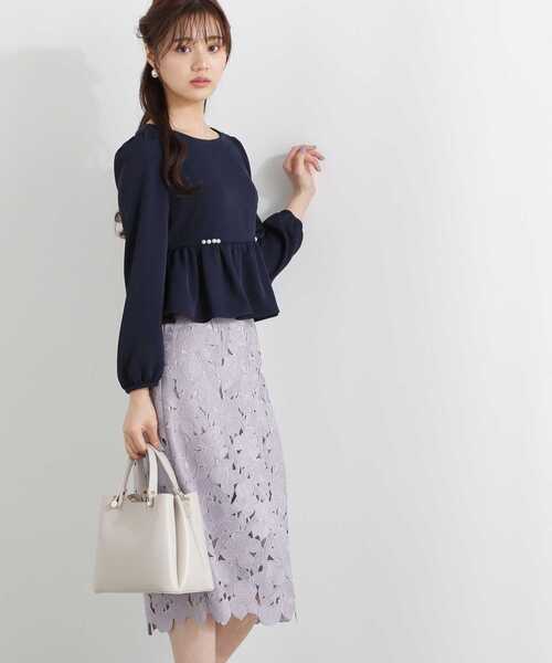 PROPORTION BODY DRESSING(プロポーションボディドレッシング)の「スプリングフラワーケミカルレースタイトスカート / 1213120107(スカート・レディース・カーキ/グレー/パープル・X-SMALL/SMALL/MEDIUM)」の11枚目の写真