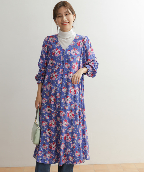 フラワープリントフレアワンピース【Leilian WHITE LABEL
