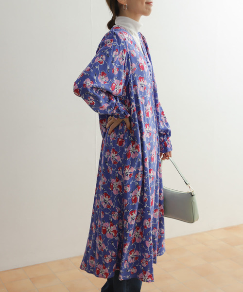 and wander スプラッシュプリント ワンピース ○#ZW COLLECTION プリント柄オーガンザワンピース○ エクリュ