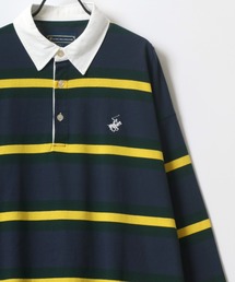 BEVERLY HILLS POLO CLUB（ビバリーヒルズポロクラブ）の「BEVERLY HILLS POLO CLUB/ビバリーヒルズポロクラブ オーバーサイズ ロゴ ワンポイント刺繍 マルチボーダー ラガーシャツ（ポロシャツ・メンズ）」