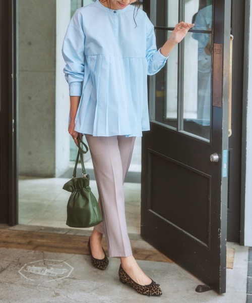 nissen（ニッセン）の「【とろみ素材】すっきりタックテーパードパンツ（スラックス・レディース・マスタード/ブラック/モカ/アイボリー/サックスブルー/ライトグリーン系/アッシュブラウン・M/LL/L/S）」の17枚目の写真