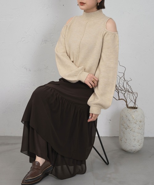 Ambre Ciel（アンブルシエル）の「肩開きモチモチニット／【WEB/EC限定商品】（ニット/セーター・レディース・アイボリー/モカ/ベージュ・FREE）」の8枚目の写真