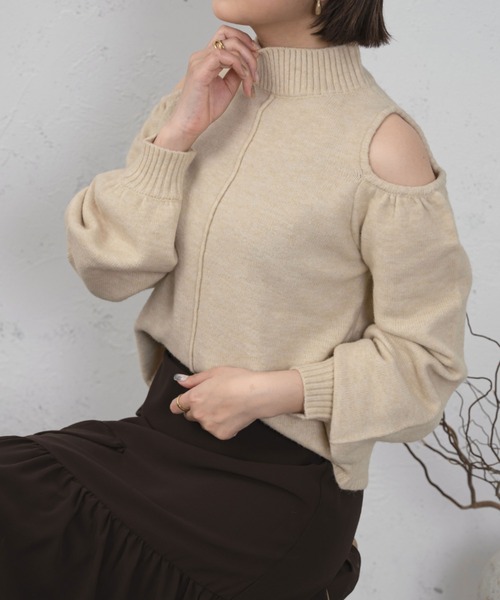 Ambre Ciel（アンブルシエル）の「肩開きモチモチニット／【WEB/EC限定商品】（ニット/セーター・レディース・アイボリー/モカ/ベージュ・FREE）」の7枚目の写真