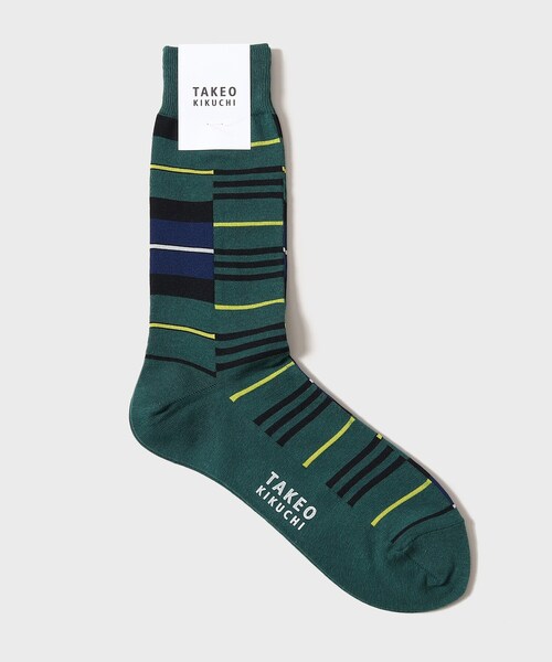 TAKEO KIKUCHI（タケオキクチ）の「◆切り替えボーダー ソックス（ソックス/靴下・メンズ・モスグリーン系2/ネイビー系2/ワイン系4・00）」の2枚目の写真