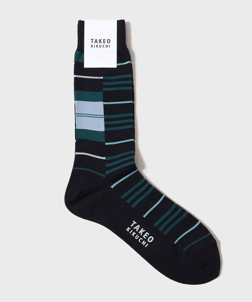 TAKEO KIKUCHI（タケオキクチ）の「◆切り替えボーダー ソックス（ソックス/靴下・メンズ・モスグリーン系2/ネイビー系2/ワイン系4・00）」の3枚目の写真