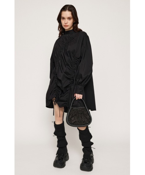 SLY（スライ）の「RANDOM SHIRRING DRESS ランダムシャーリング ドレス ミニワンピース シャツワンピース（ワンピース・レディース・ブルー/ブラック/オフホワイト・FREE）」の4枚目の写真