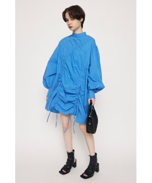 SLY（スライ）の「RANDOM SHIRRING DRESS ランダムシャーリング ドレス ミニワンピース シャツワンピース（ワンピース・レディース・ブルー/ブラック/オフホワイト・FREE）」の9枚目の写真