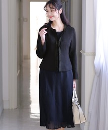 シンプルセットアップフォーマル喪服＆卒業式ノーカラージャケットA