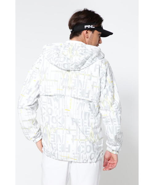 ❗️新品　レア品❗️高機能　pingホワイトロゴブルゾン セール】【PING APPAREL】デジタルノイズプリントリップ 撥水総
